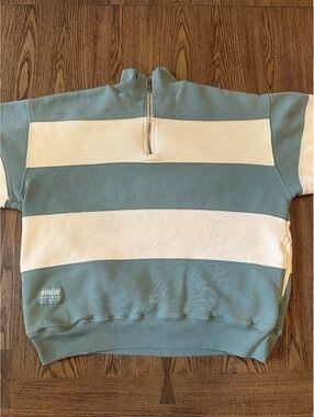 Vintage GAP Athletic Classic Half-Zip Sweatshirt in Blue and White Stripes